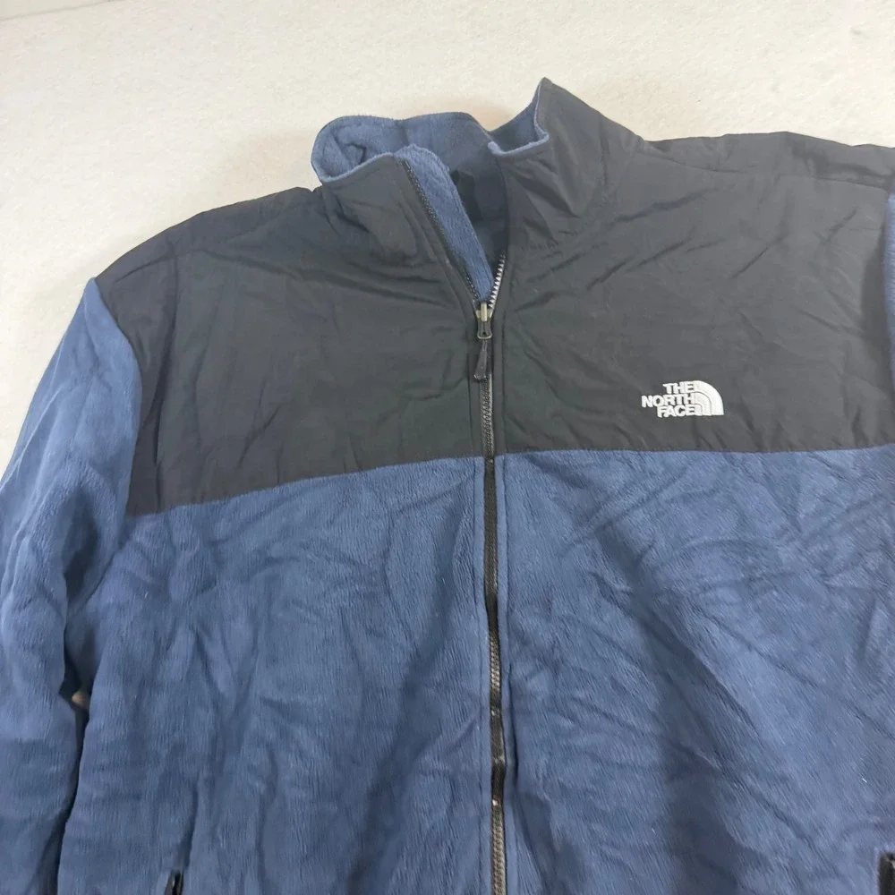The North Face Mens XXL Blue Black Full Zip Fleece Jacket Denali Style Outdoor